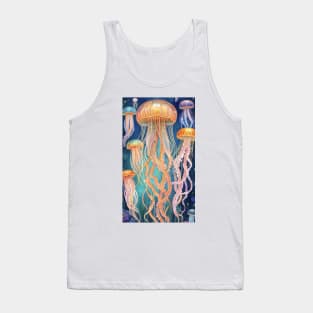 Gustav Klimt's Ethereal Dance: Inspired Jellyfish Illustration Tank Top